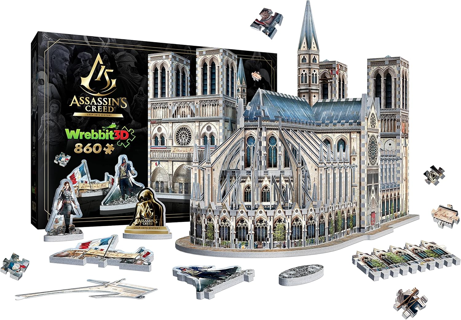Wrebbit3D Assassin’s Creed 3D Puzzle Model of Notre-Dame | 860 Jigsaw Puzzle Pieces | References from Ubisoft Popular Video Game