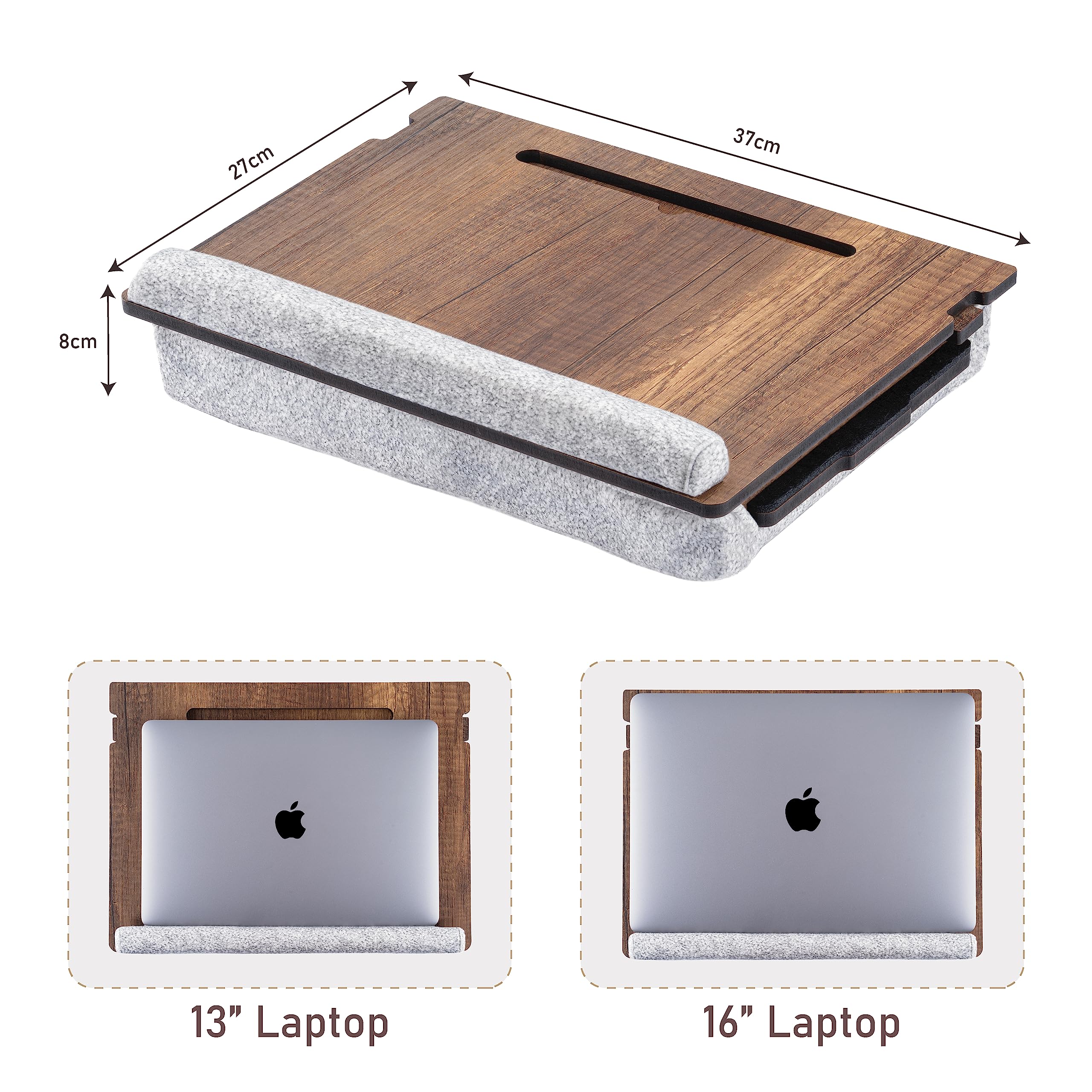 Vigo Wood Plateau pour Ordinateur Portable Ergonomique avec Fond Rembourré et Tiroir Hauteur Réglable