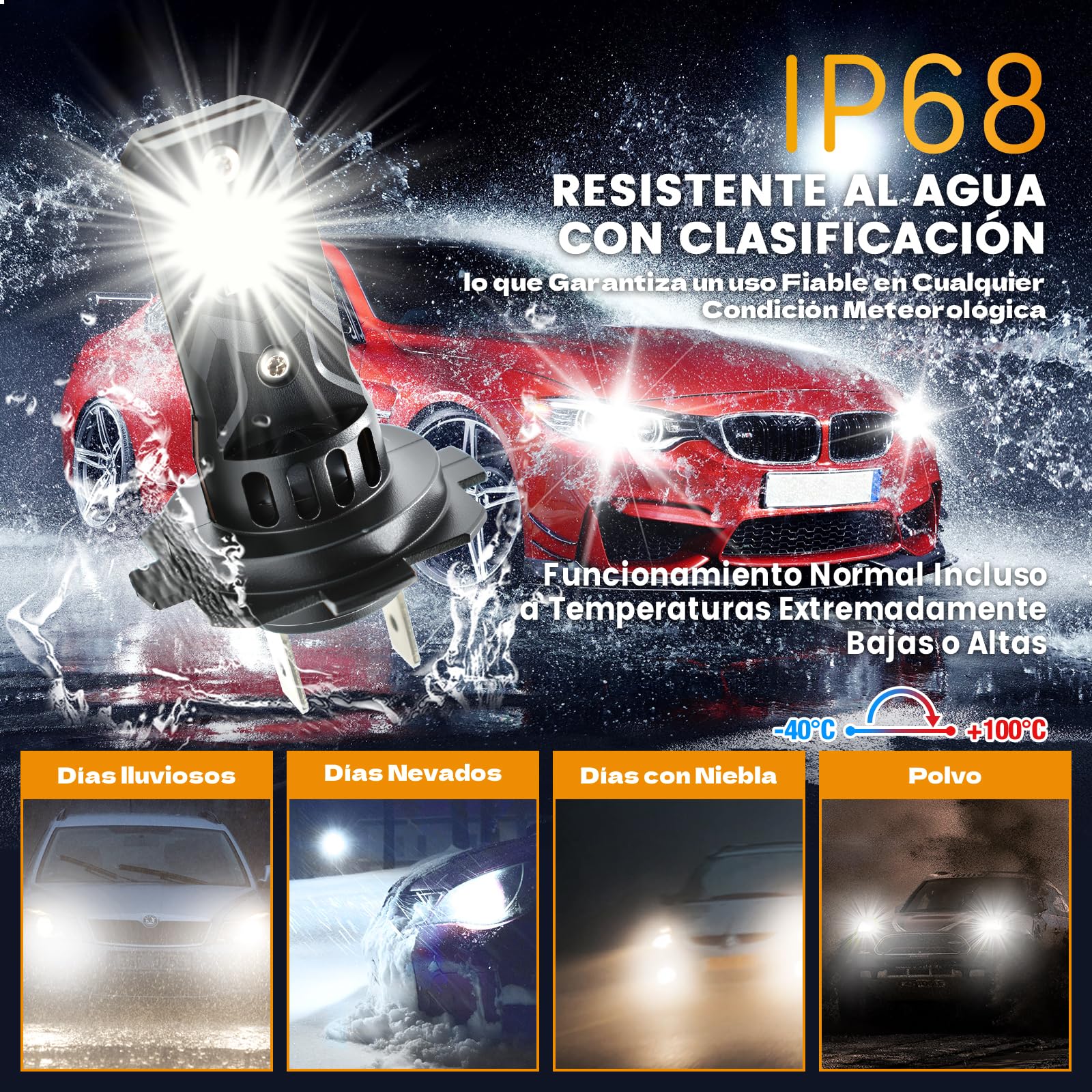 H7 LED, 55000LM 7500K Blanc Froid, 12V Ampoule H7 LED de Phares Voiture Automobile Avec Ventilateur, 900% Luminosité, 1:1 Mini Taille, IP68, Remplacemenes HalogèNes, Plug-N-Play