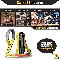 Vista 6 de KwikSafety - Charlotte, NC - Mighty Sumo 1”x 4’ Correa de elevación de eslinga de poliéster para construcción ASME OSHA / 3200lbs vertical 2550lbs