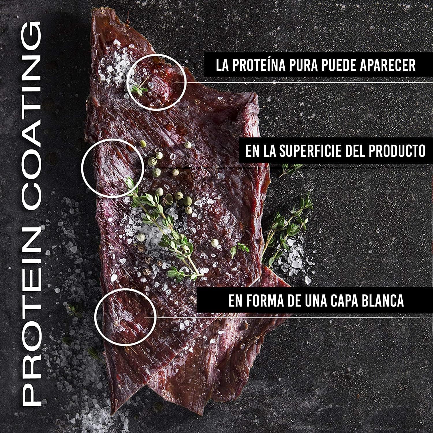 The Meat Makers Peppered Dried Beef Jerky Steak (200g) - Bistec de cecina de vaca seca, Cecina de Vaca, Carne Seca, Snack de Carne, Alto en Proteínas, Bajo en Calorías. Carne seca para personas.