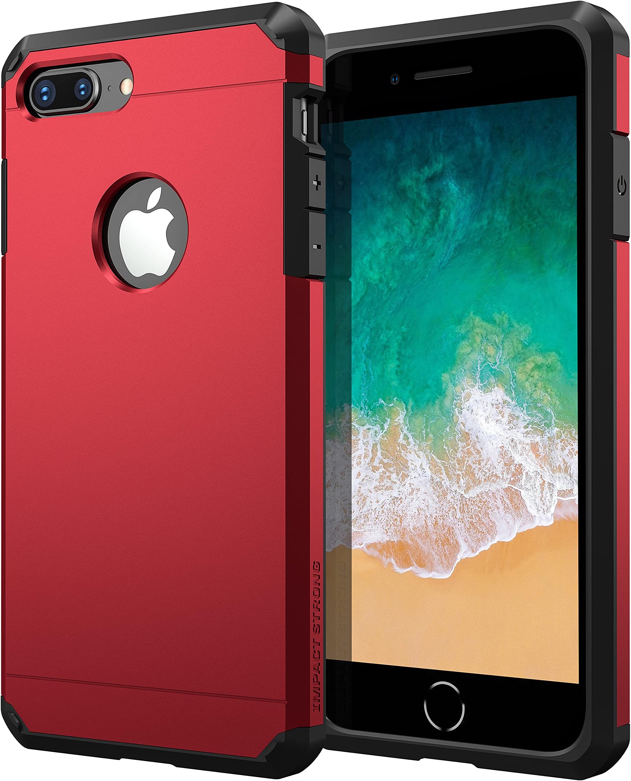 ImpactStrong iPhone 8 Plus Case/iPhone 7 Plus Case Heavy Duty Dual Layer Protection Cover Heavy Duty Case Compatible with iPhone 7 Plus / 8 Plus - Red