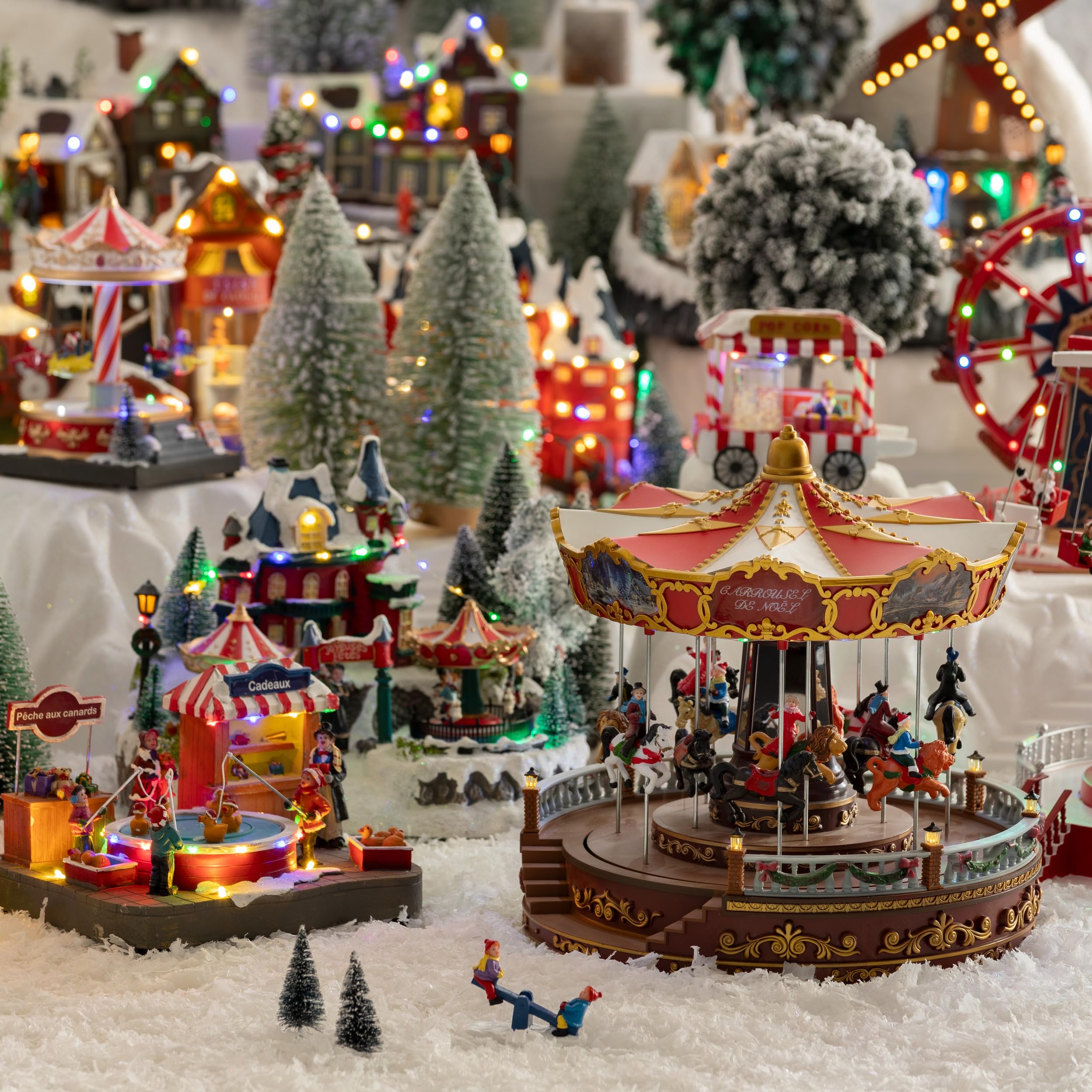Village de noël carrousel animé, Lumineux et Musical