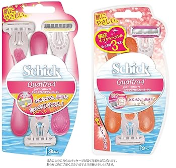 【新品】Schick Quattro4 3本入り 敏感肌用　5セット　合計13本 クアトロ4 フォーウーマン ディスポ 敏感肌用 3本入 女性用