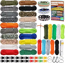 WEREWOLVES Paracord 550, 4 mm Paracord 20 cores e corda micro paracord de 2 mm, 10 cores com livro de instruções, kit de artesanato, cordão de paraquedas e acessórios completos (floresta)
