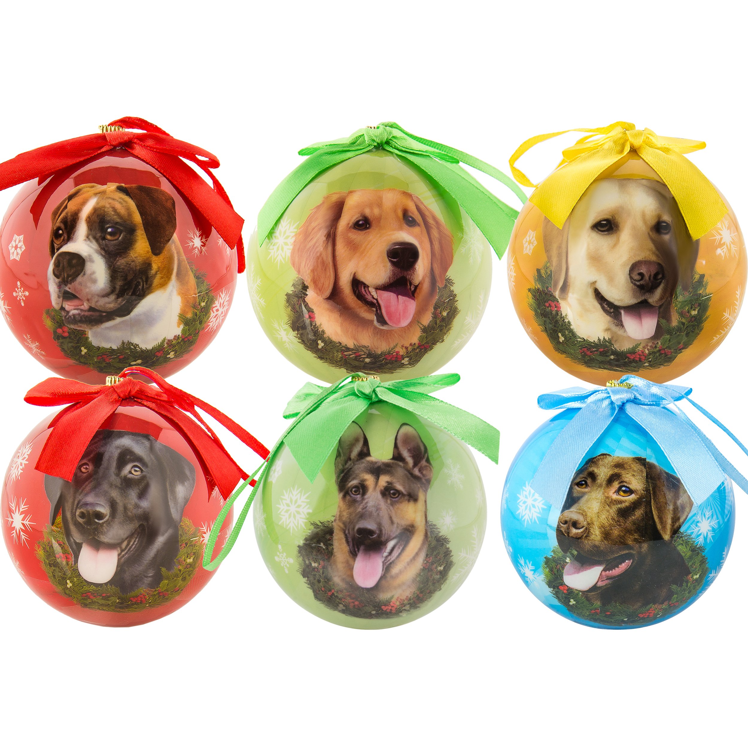 eBigValue Guard Dogs Super Pack Bundle Shiny Gloss Christmas Tree Decorative Balls with Bow