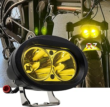 OZ-USA E-bike 2-Pin High Output LED Headlight Neon Yellow Compatible with Rad Power Bikes RadMini RadRover RadExpand RadRunner