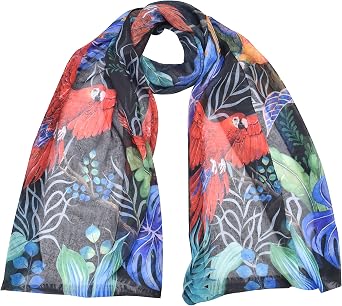 Anuschka Womens Original Printed Artwork Chiffon Scarf