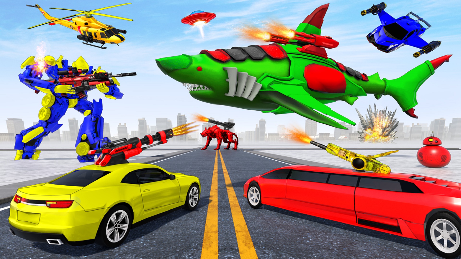 Shark Robot Car Transform Game War Robot Battle Game Robot Fighting