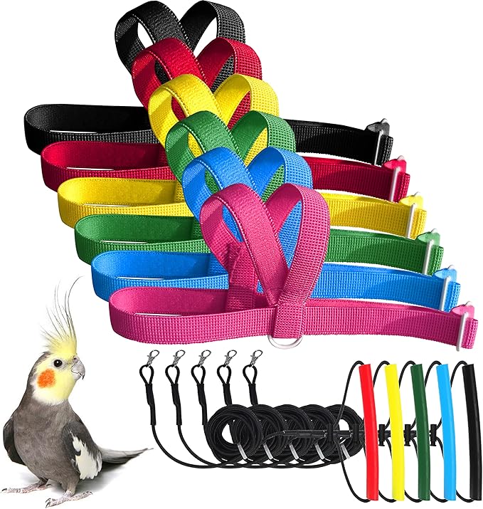 VANFAVORI Adjustable Bird Harness with 80 Inch Leash, Outdoor Flying Training Rope