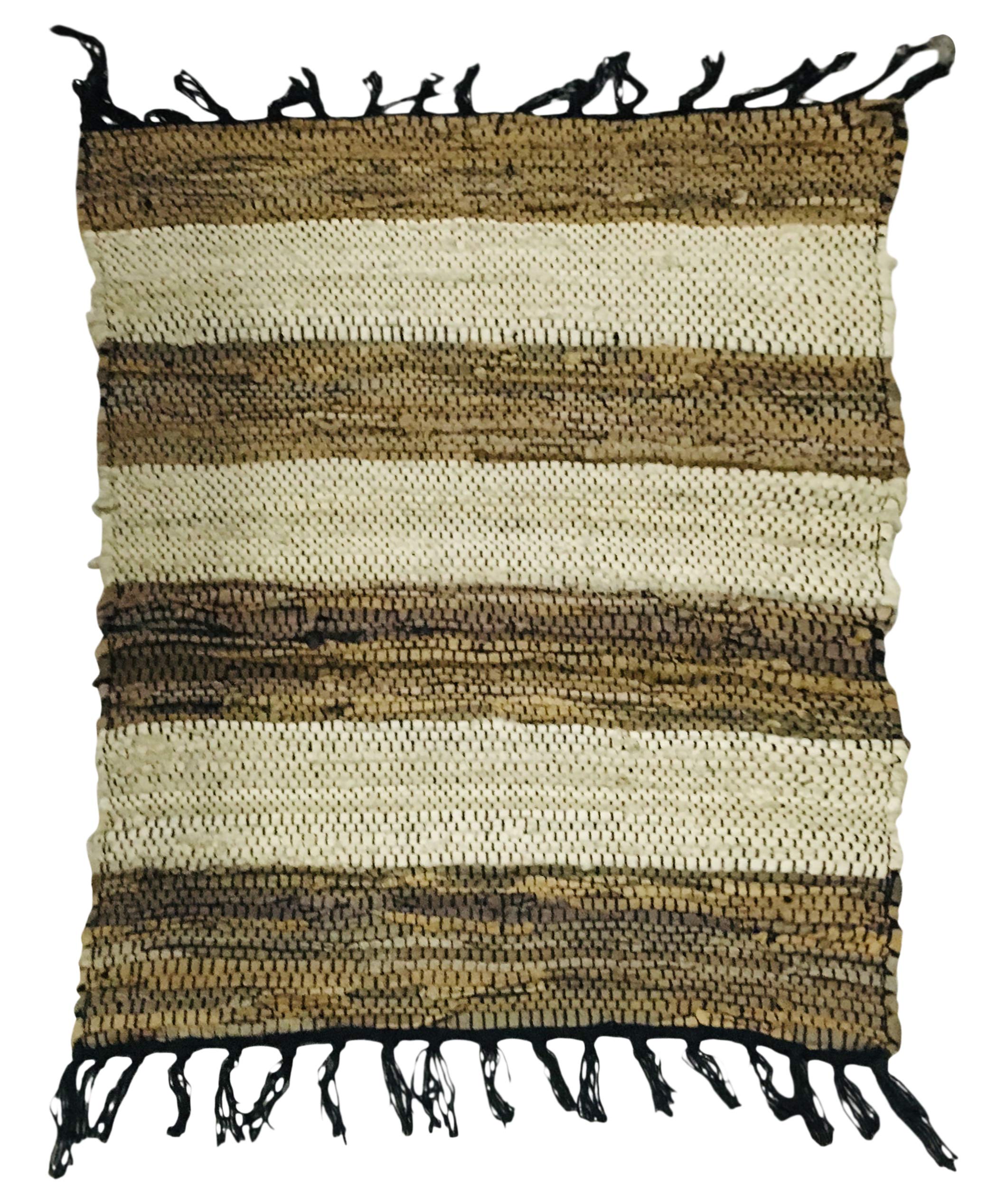 Le craft Leather Chindi Rug - 20" x 30", Multi-Color