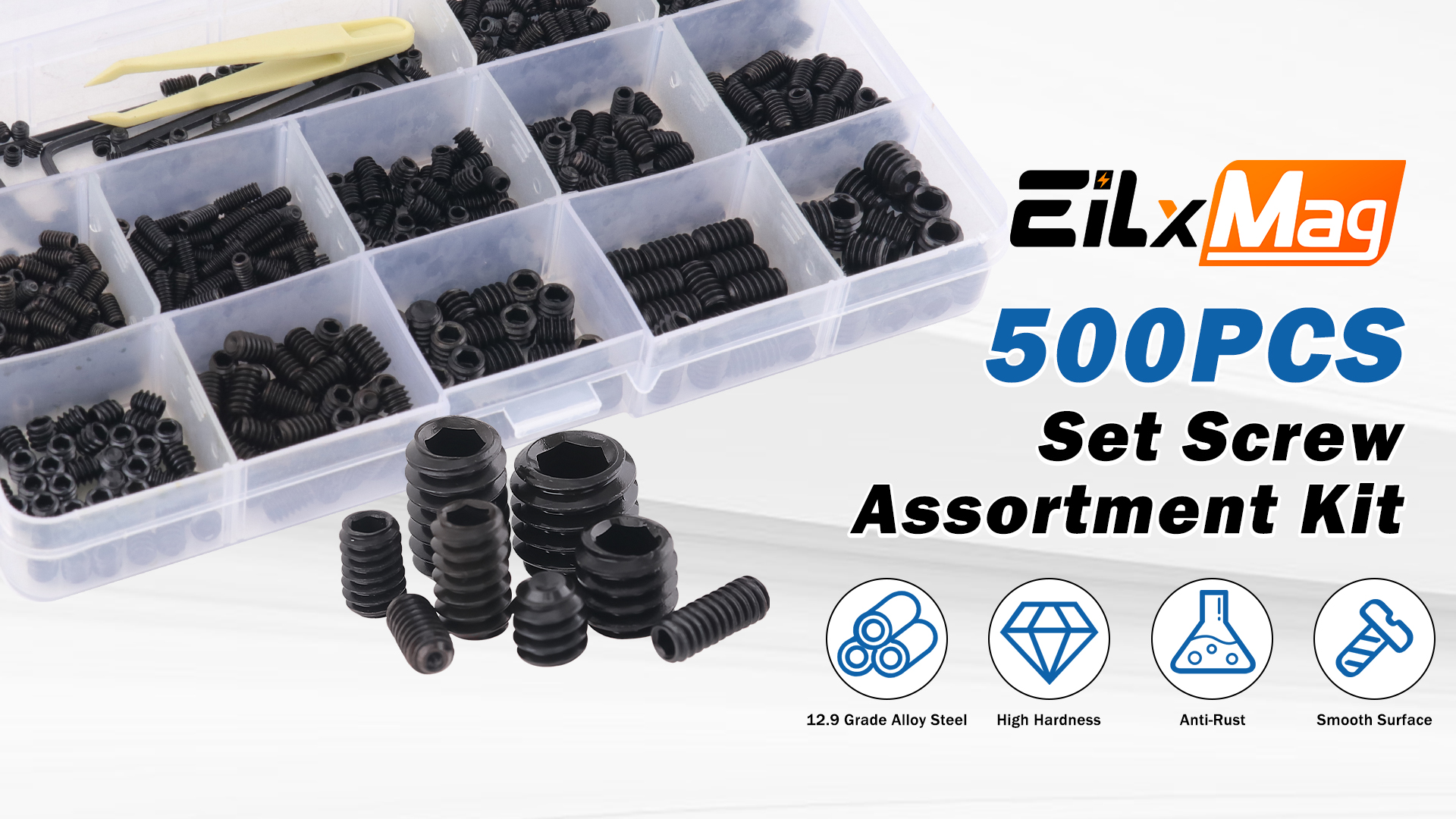 200pcs M3 M4 M5 M6 M8 Allen Head Socket Hex Grub Screw Set Cup Point ...