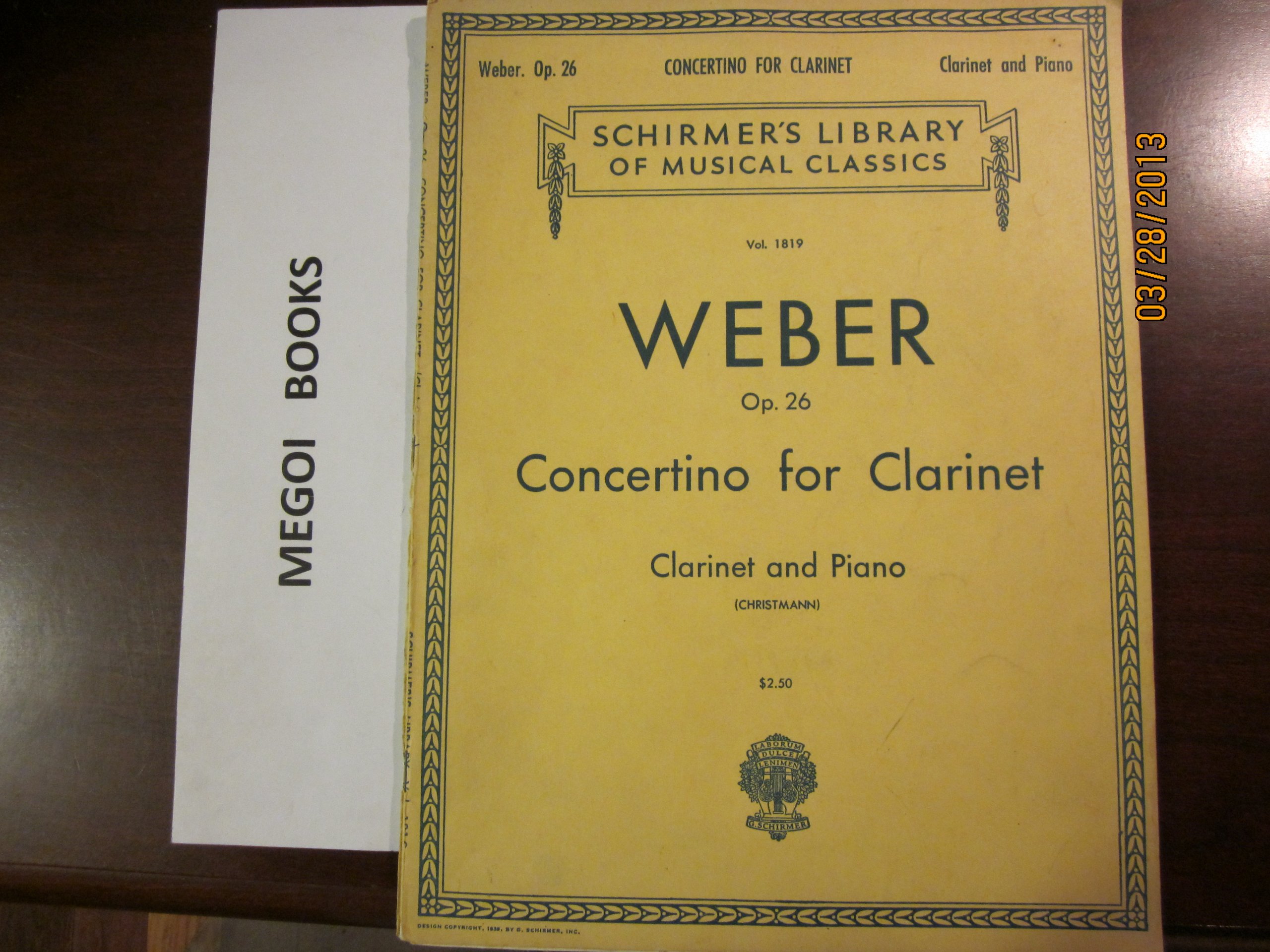 Carl Maria Von Weber: Clarinet Concertino In E Flat Op.26 (Clarinet/Pi