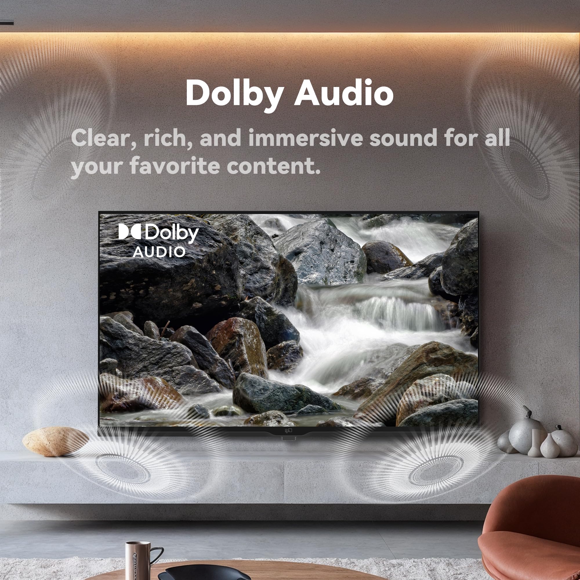 FPD 43 Inch Smart TV 1080P Full HD Powered by Tizen OS Compatible with Dolby Audio, HDR 10, HDMI, WiFi, Bluetooth, Flat Screen Television (AT43-P1, 2025)