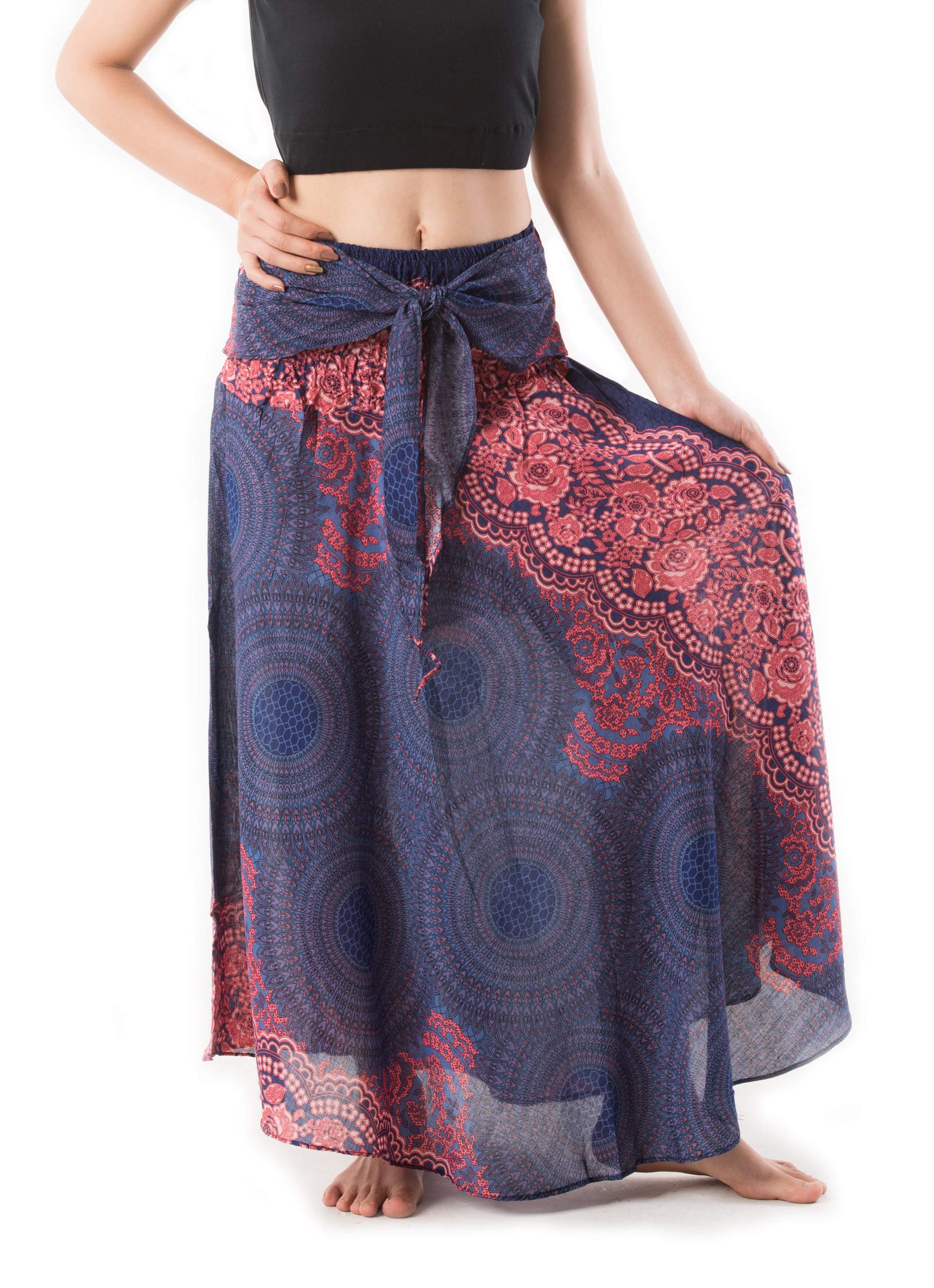Banjamath Women's Mandala Blue Banjamath® Long Bohemian Style Gypsy Boho Hippie Skirt, Xxl