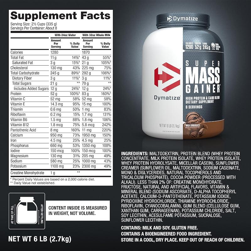 Dymatize Super Mass Gainer 52g Protein Powder, Rich Chocolate, 6 lb image 5
