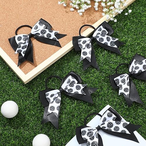 Miniatura 4 de MTLEE 24 piezas de accesorios para el cabello de voleibol, lazos para animadora, ligas elásticas para el cabello, bandas elásticas para el cabello,
