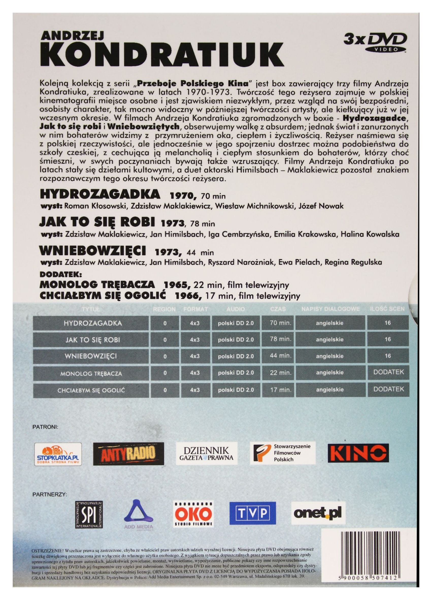 Andrzej Kondratiuk: Hydrozagadka / Jak to się robi / Wniebowzięci BOX [3DVD] (No hay versión española)