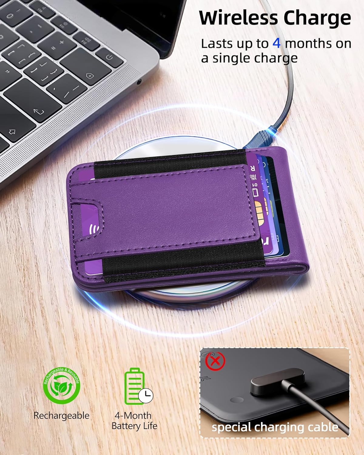 ExtreLife for Magsafe Wallet, Works with Apple Find My, 8-Card Holder, Adjustable Stand, Magnetic Wallet for iPhone 17/16/15/14 Pro Max/14 Pro/14/14 Plus/13/12 Series, RFID Blocking, Purple