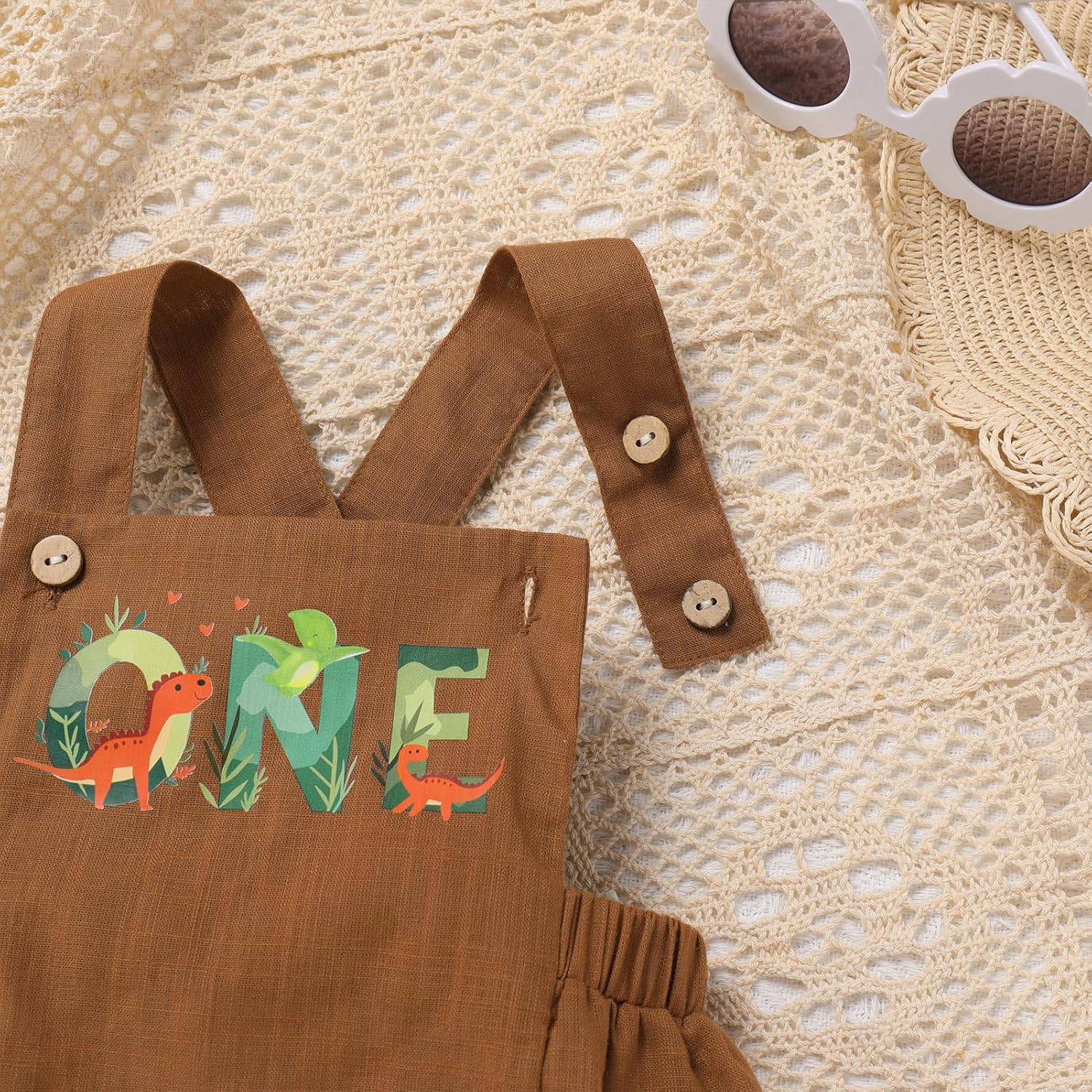 IBTOM CASTLE Baby Boys Girls 1st Birthday Outfit First Birthday Corduroy Backless Overalls Romper Top Shirt Cake Smash Outfit - Image 4