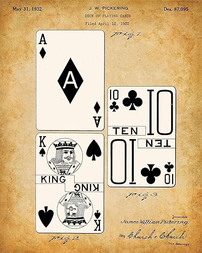Miniatura 5 de Original Playing Cards Patent Prints - Set of Four Photos (8x10) Unframed - Makes a Great Mancave or Game Room Decor and Gift Under $20 for Poker
