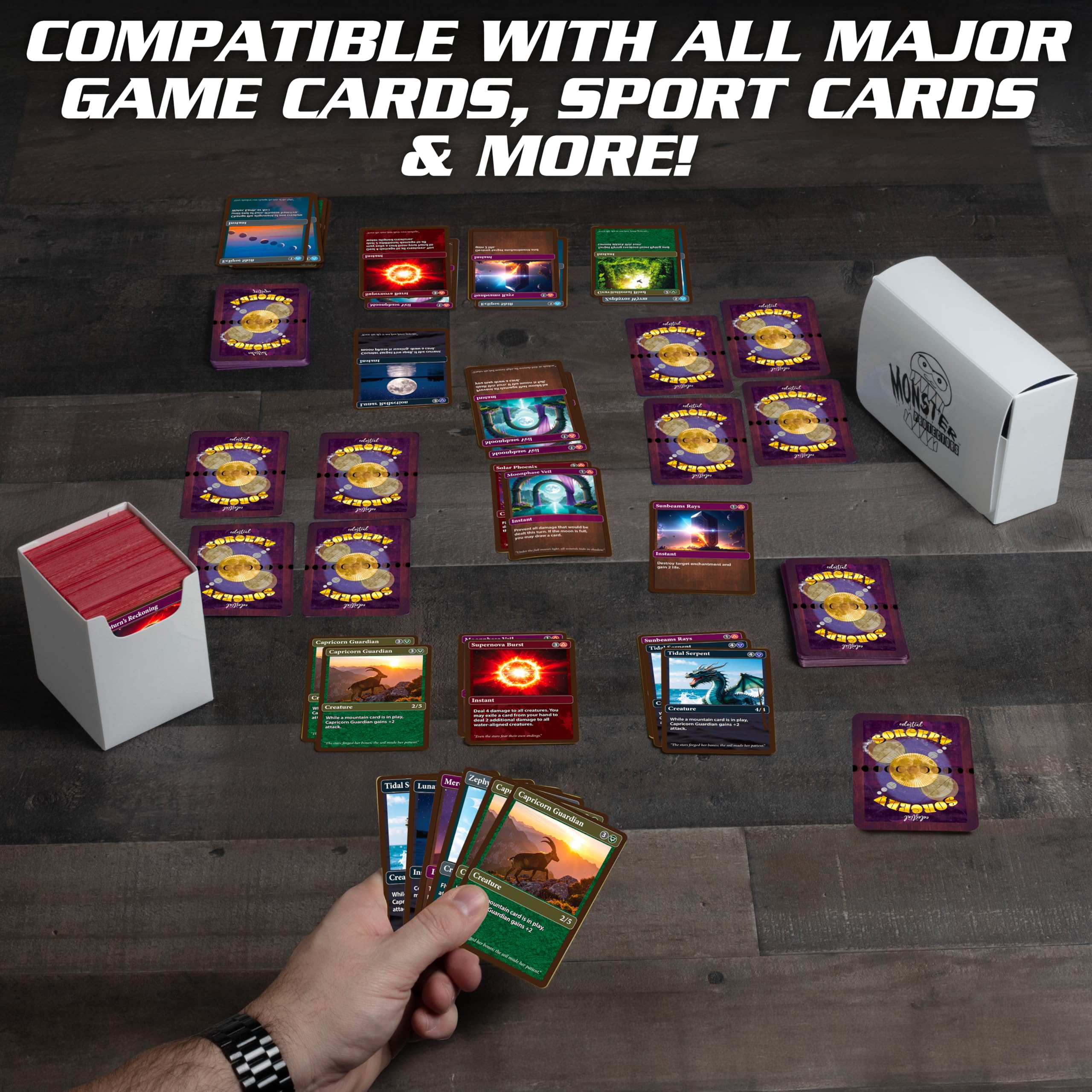 Amazon.com: Monster Protectors Magnetic Double Deck Box- Orange, Holds 150  TCG Cards, Self-Locking Closure- Compatible with Pokémon, MTG Magic: The  Gathering, & Yu-Gi-Oh