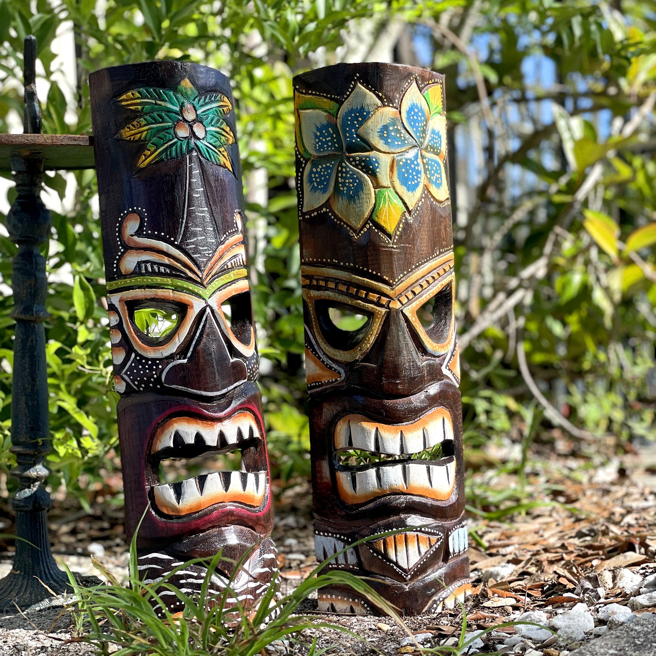 Amazon.com: Things2Die4 Set of 2 Hand Crafted Wooden 20 Inch Tiki