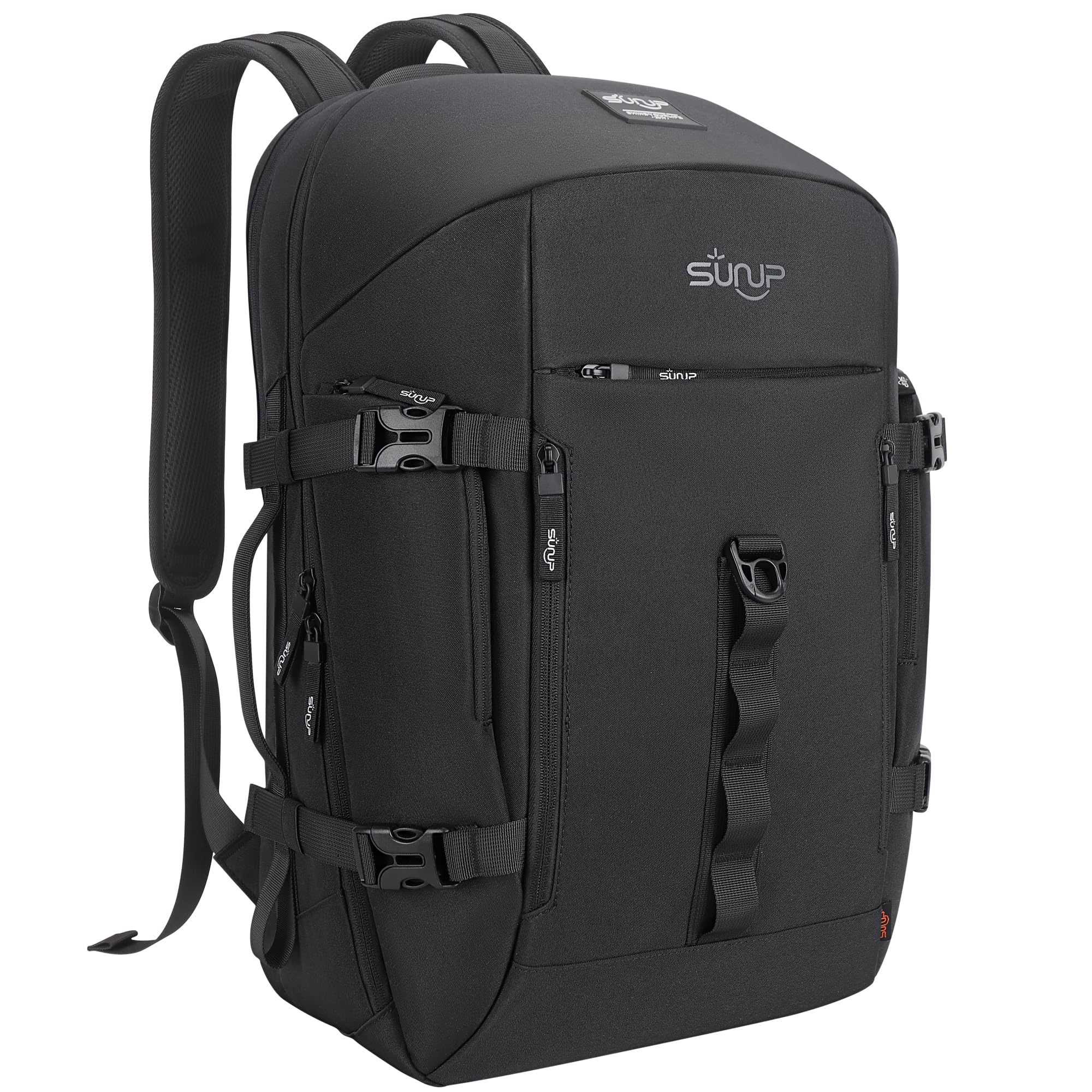 SUNUP Travel Laptop Backpack for Men Women, Large 36L Carry-on Backpack Weekender Bag, Durable Water Resistant Business Luggage Daypack Fits 17 inch Computer, Black