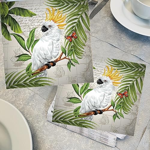 Miniatura 8 de Servilletas decorativas de 20 unidades, 13 x 13 pulgadas, diseño de pájaro blanco, servilletas de decoupage, servilletas desechables de otoño,