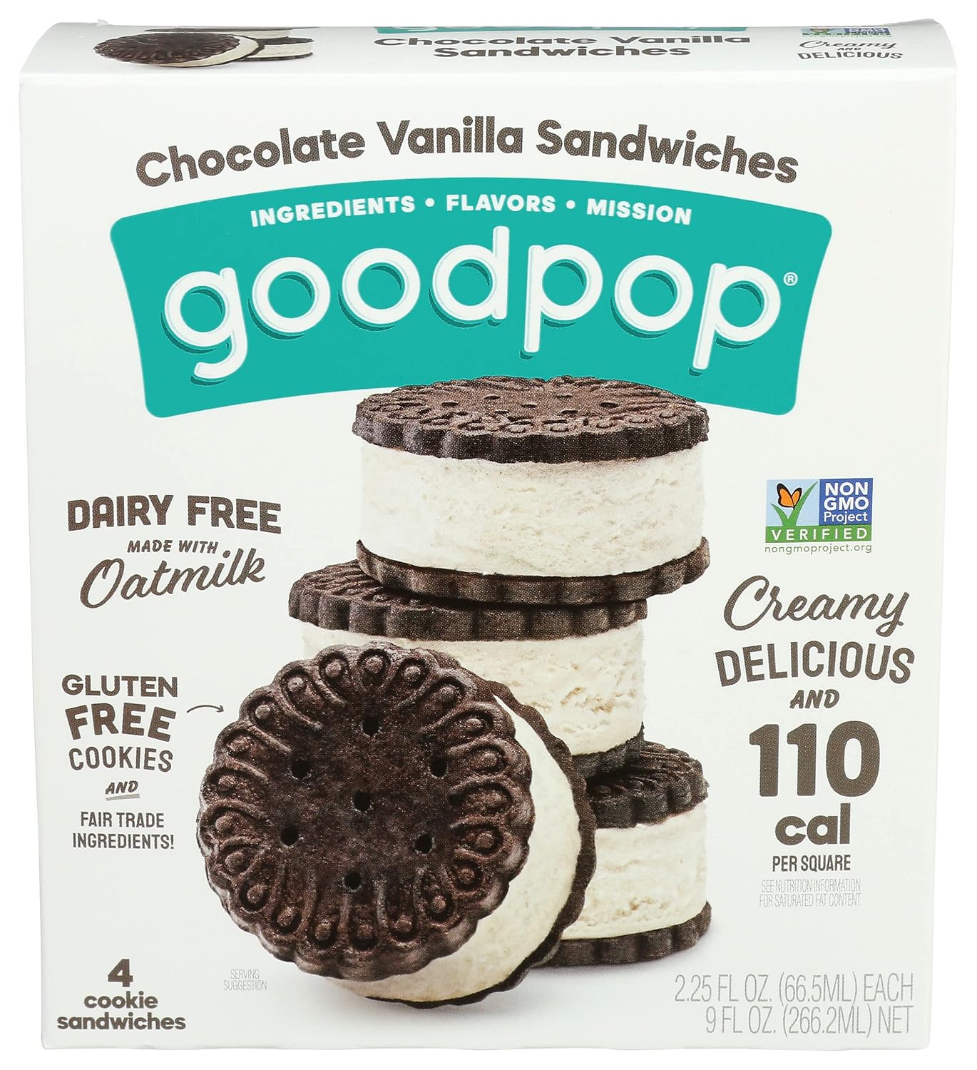 GOODPOP Chocolate Vanilla Cookie Sandwiches, 9 FZ