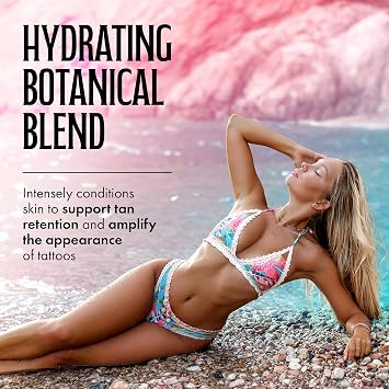 Brown Sugar Sunset Spritz After Dark Tan Extender, 18 Fl Oz | After-tan tattoo enhancing hydration with dragon fruit, biotanning carrot oil & shea butter, ocean botanicals, Mandarin scent