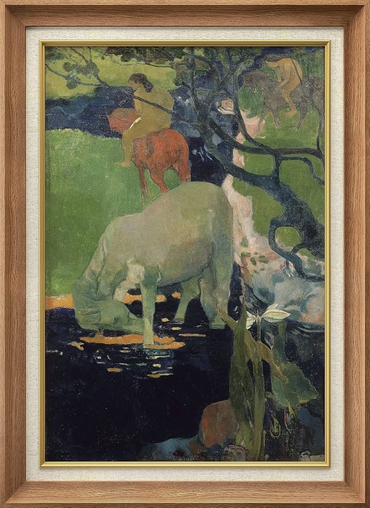 ゴーギャン、【白い馬】、希少な画集画、新品高級額 額装付、状態良好 ポール・ゴーギャン、【白い馬】、希少な画集画より、新品高級額