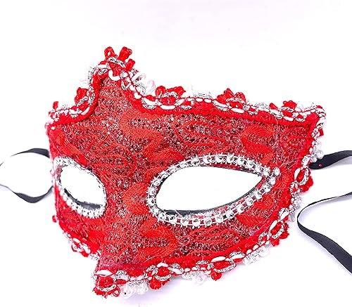 Miniatura 8 de Geek-mDisfraz para Halloween Encaje Con Rhinestone de máscara veneciana mujer Masquerade Máscara Plástico Blanco talla única