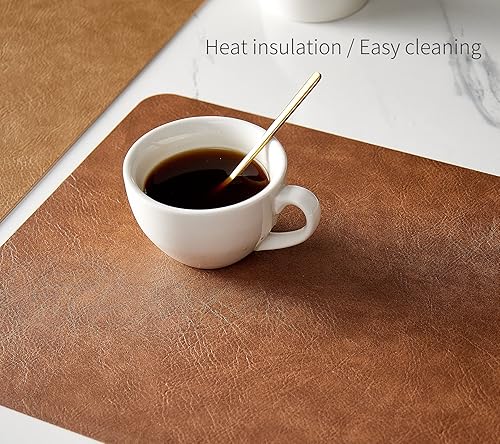 Miniatura 4 de RENMTURE Juego de 4 manteles individuales de piel sintética con tapete de 4 tazas, lavables, para cocina, mesa de comedor, restaurante, cafetería