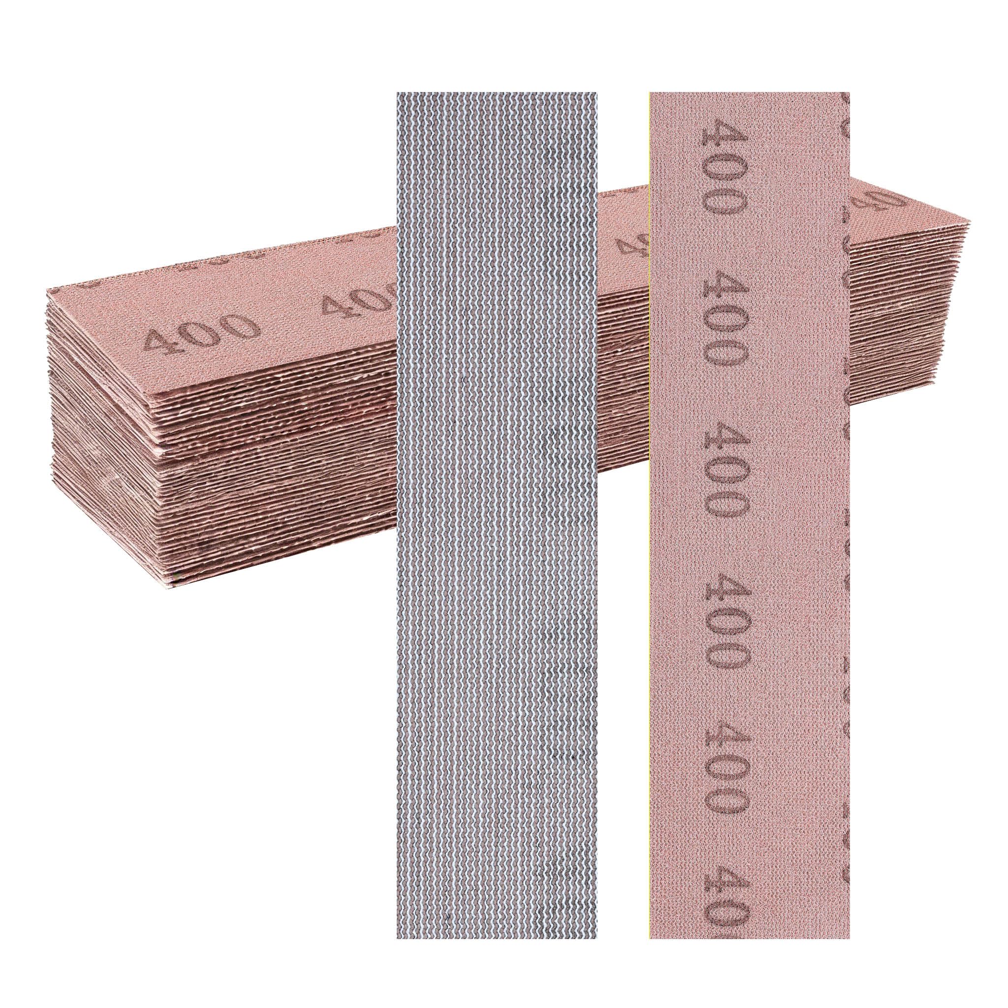 Sruhrak 25PCS Sanding Sheets 70 x 400 mm Hook and Loop Net Sandpaper, 400 Grits, For Wood Metal Plaster & Furniture Sanding, Fits Hand Sanders