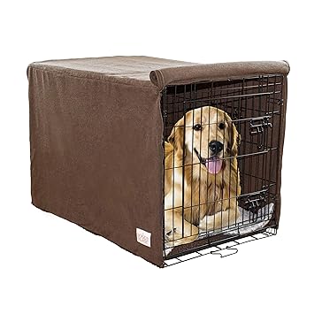 My Doggy Place Ultra Absorbent Microfiber Chenille Medium Dog Crate Cover for Pets, Durable, Washable Kennel Protector Privacy Shield (42 x 30 x 28, Brown)