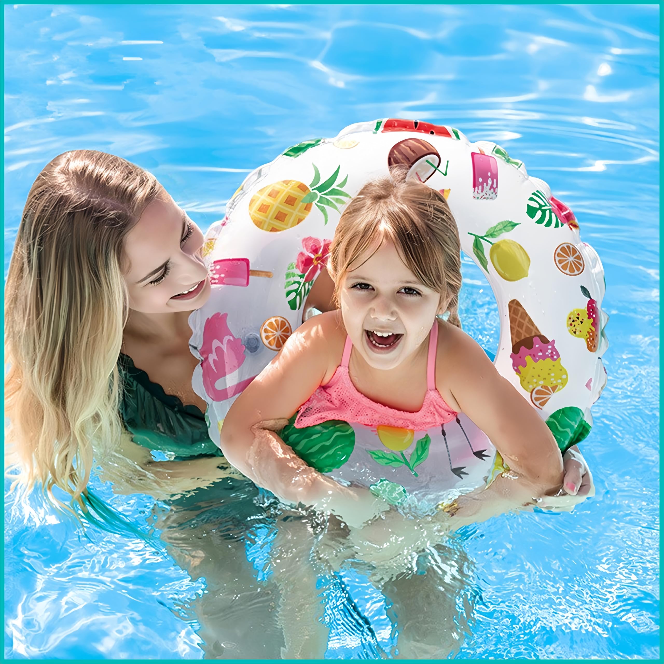 YAAVAAW Inflatable Rubber Ring Pool Toys for Kids,3pcs 61cm Ocean Swimming Ring Inflatable Pool Float,Swim Ring Floaties Pool Inflatables for Kids Girls Boys Swimming Pool Summer Beach Water Party Toy - Image 4