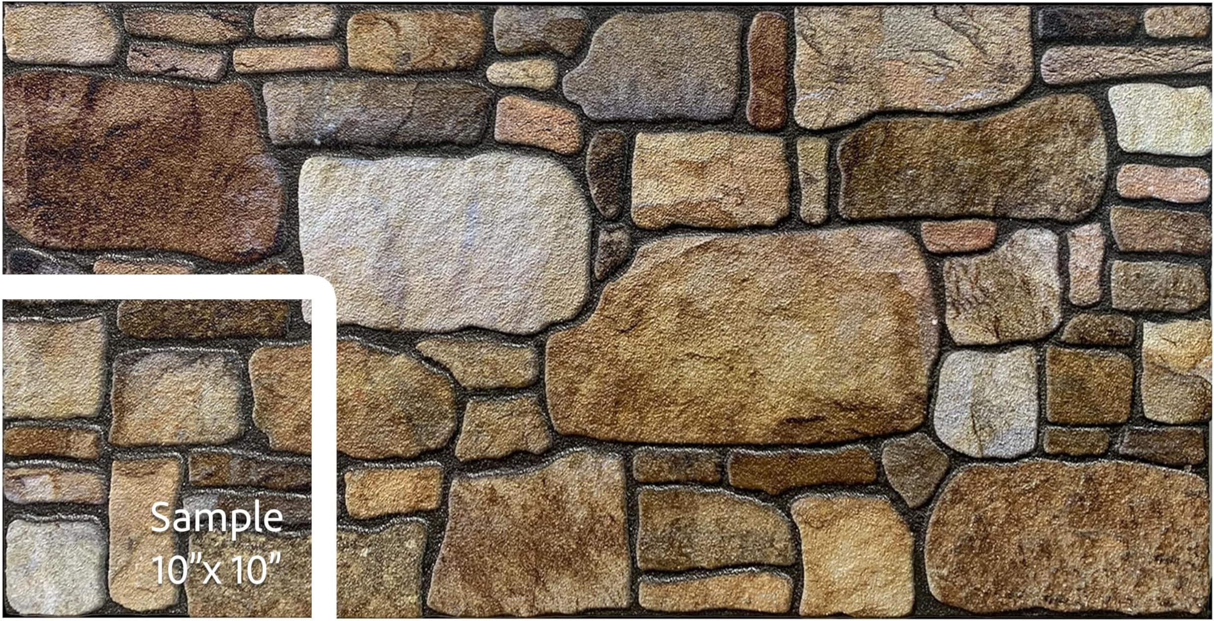 Dundee Deco 3D Wall Panels - Cladding Brown Off-White Stone Look Wall Paneling, Styrofoam Facing for Interior and Exterior Applications, DIY, Sample, Size 10 x 10 in.