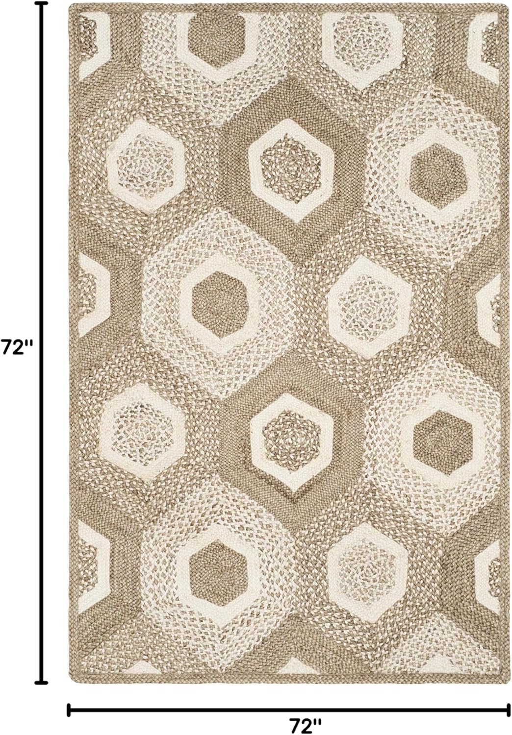 SAFAVIEH Natural Fiber Collection Area Rug - 6' Square, Grey & Ivory, Handmade Honeycomb Woven Jute, Ideal for High Traffic Areas in Living Room, Bedroom (NF881F)