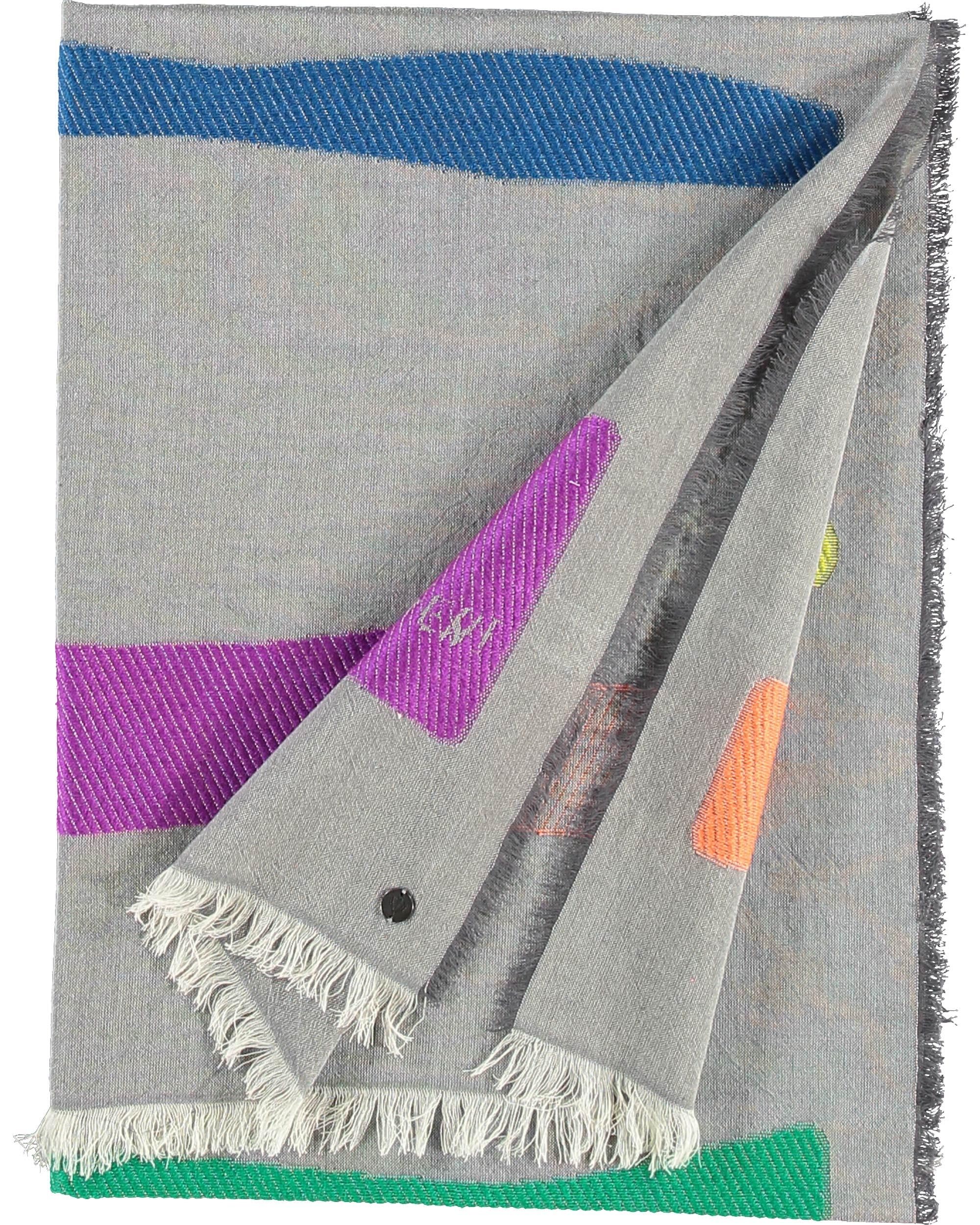 FRAAS Stola mit Regenbogen-Streifen - 70 x 180 cm - DU MUSST KÄMPFEN! - Baumwolle Grau