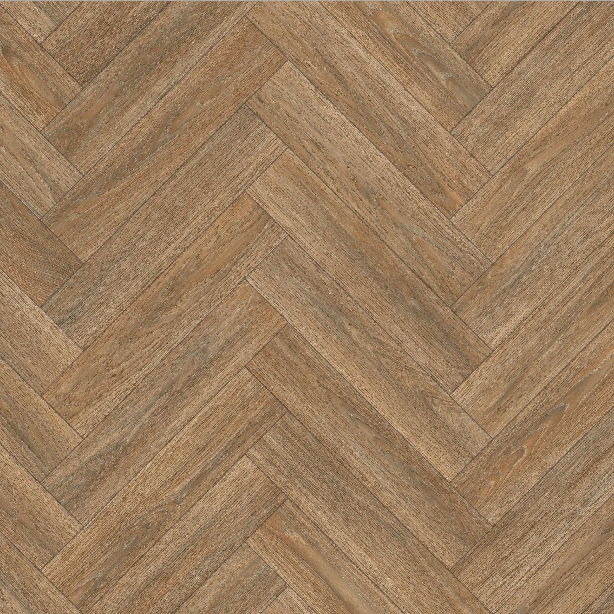 Westbury 694M Golden Oak Wood Herringbone Effect My-Style Vinyl Flooring | - 3m x 2.5m (6ft6" x 8ft2")