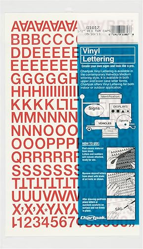 Miniatura 8 de Chartpak letras y números de capital vinilo autoadhesivo, 12 pulgadas de alto, negro, 201por pack (01010), Negro