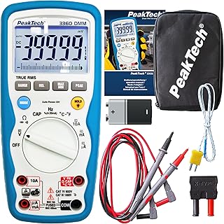 PeakTech 3360 - Multímetro Digital RMS, resistente à água (Ip67), 40000 contagens, portátil profissional, Tuv / Gs, faixa automática, medidor de tensão, testador de continuidade - Cat III 1000 V