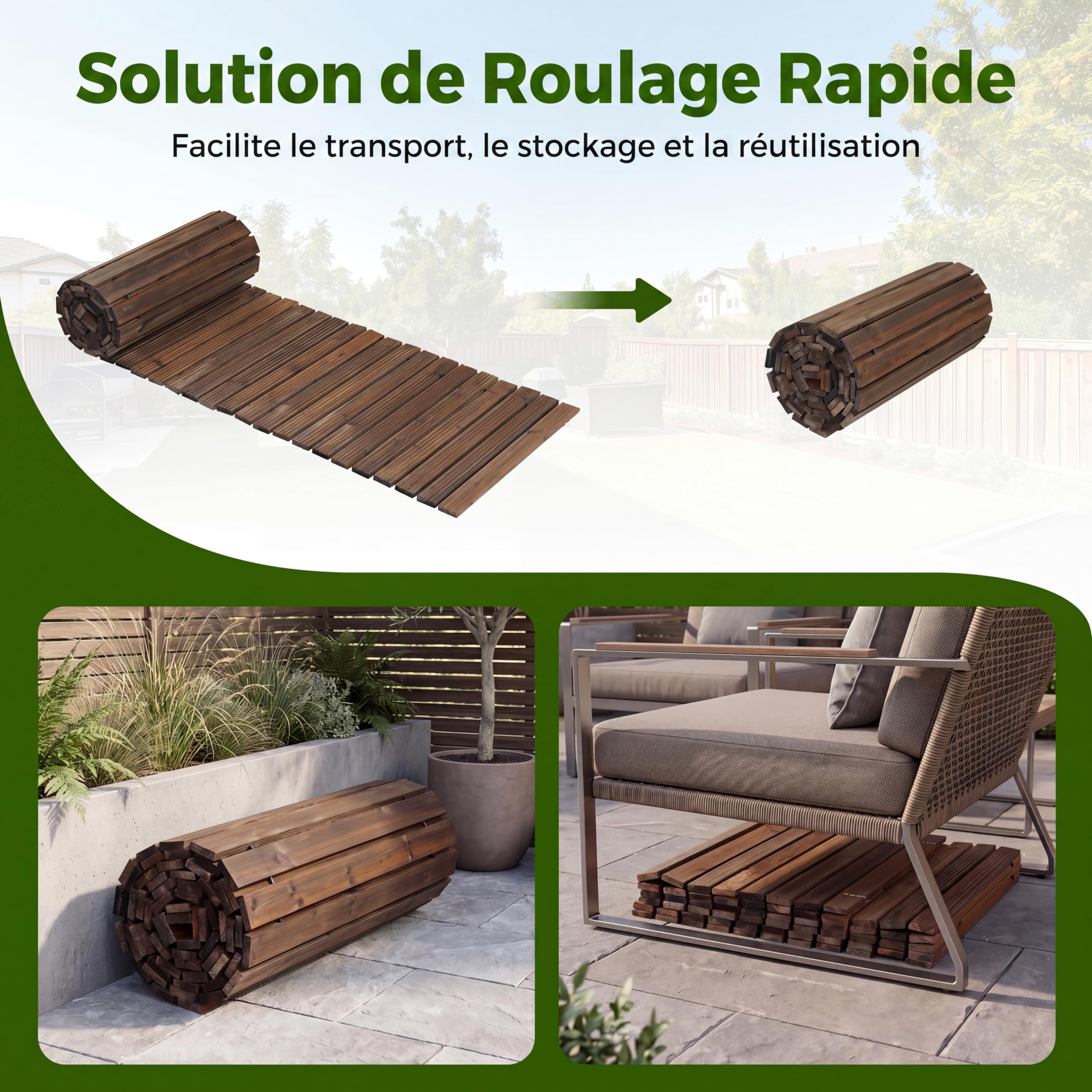 COSTWAY Allée de Jardin en Bois de 367 cm avec Fil d'acier (Marron)