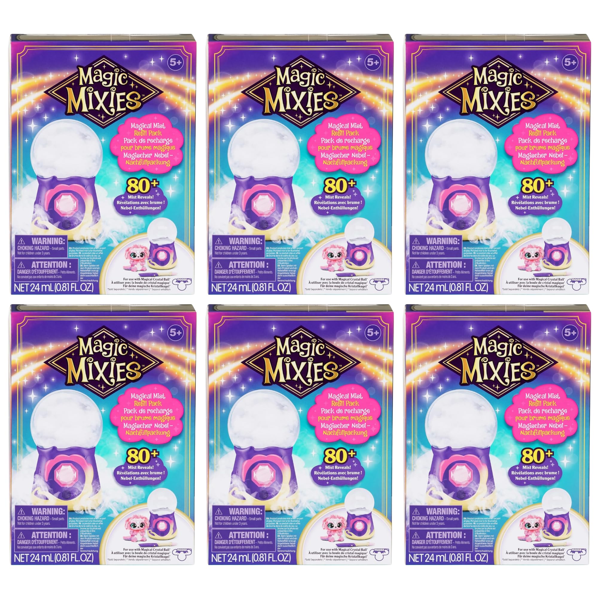Magic MixiesMagical Mist and Spells 24ml Refill Pack for Magical Crystal Ball or Magic Cauldron - Pack of 6