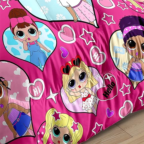 Miniatura 5 de Juego de edredón de niña negra, juegos de ropa de cama tamaño individual rosa para decoración de dormitorio de niños, ropa de cama linda para niña