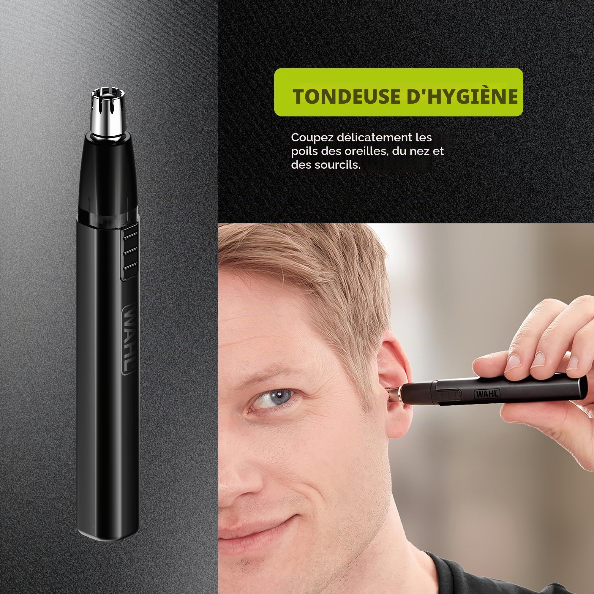 WAHL Rapid Clip, tondeuses à cheveux pour hommes, rechargeable par USB, tonte des poils des oreilles/du nez, bras conique, coupes de cheveux complètes à domicile, batterie lithium-ion