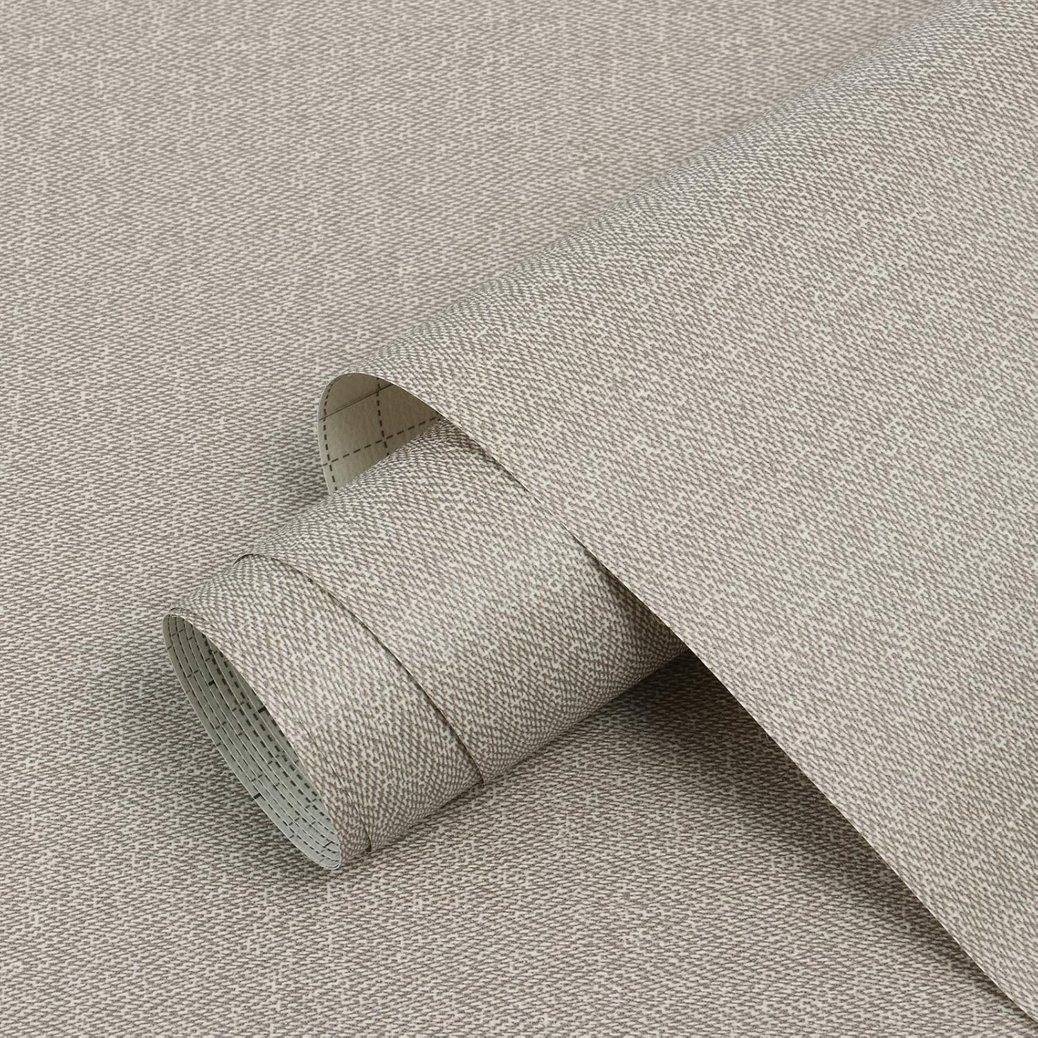 Hopepak Grasscloth Textured Wallpaper Peel and Stick Wallpaper Faux Linen Fabric Contact Paper Self Adhesive Removable Wallpaper for Cabinet Countertop Liner Bedroom Wall Decor 15.7”x79”