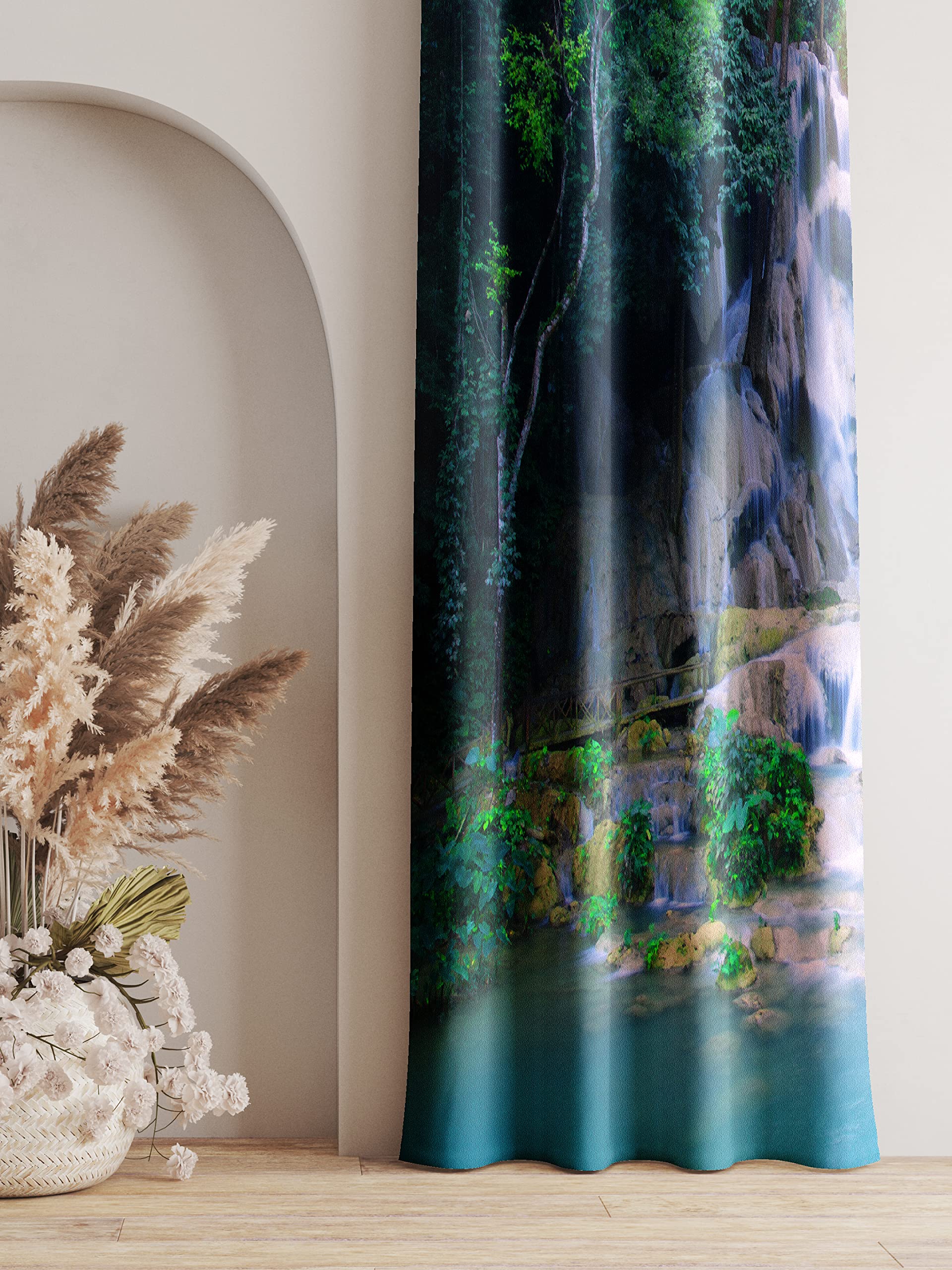 Ultimate Trends Polyester Modern Kids Room Digital Printed Grommet Window Curtain, 5 Feet, Green, Pack of 1