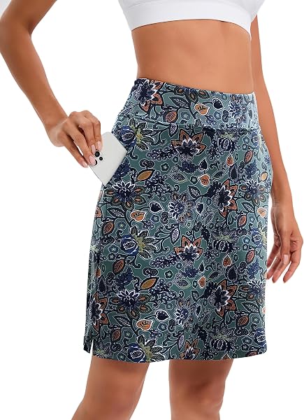 vbcdwa Women's Knee Length Sports Skort with Pockets